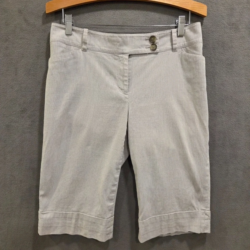 ANN TAYLOR Signature Capris Cropped Pants Women's Size 8 Striped Casual Office